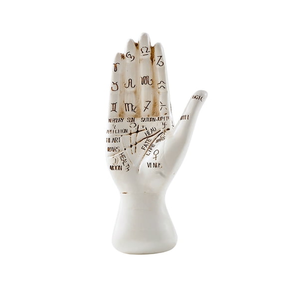 Palmistry Hand Resin Statue Telling Palms Reading, Ancient Mystical Hand with Lines and Symbols Sculpture for Palms Readers