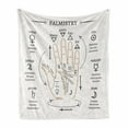 thumbnail image 1 of Palmistry Soft Flannel Fleece Throw Blanket, Open Hand Streaks and Calligraphy Reading Signs, Cozy Plush for Indoor and Outdoor Use, 50" x 60", Taupe Grey Sepia, by Ambesonne, 1 of 5