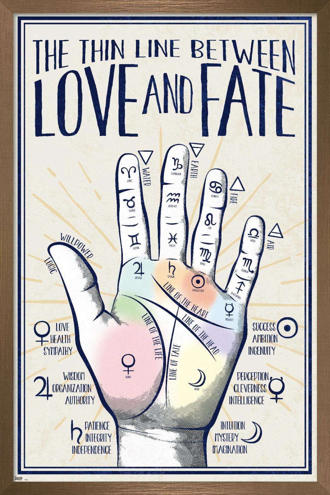 Palmistry Wall Poster, 14.725" x 22.375", Framed