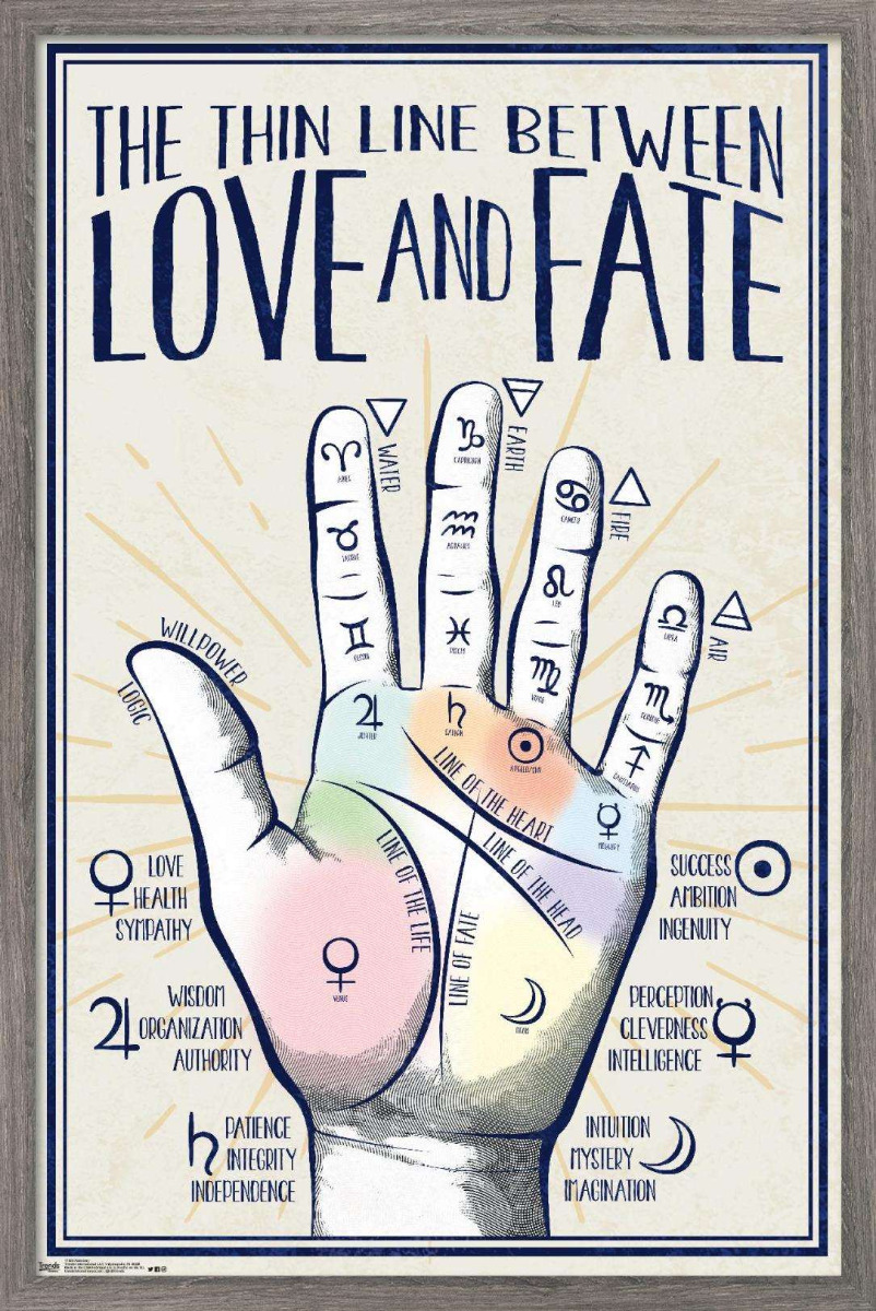 Palmistry Wall Poster, 22.375" x 34", Framed