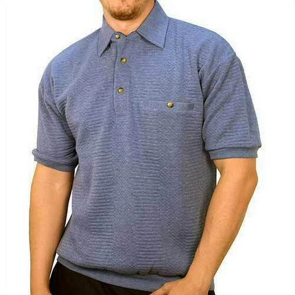 Palmland Big and Tall French Terry Short Sleeve Banded Bottom Polo Shirt