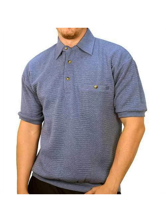 Palmland Big and Tall French Terry Short Sleeve Banded Bottom Polo Shirt