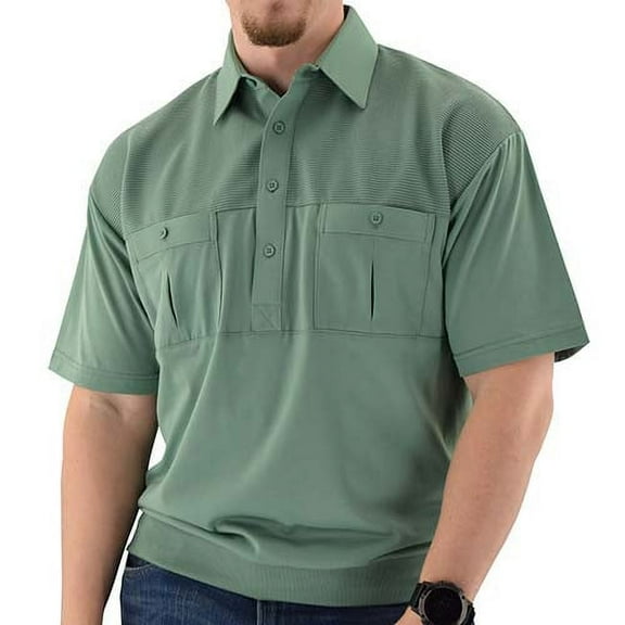 Palmland Classic 2 Pocket Solid Banded Bottom Polo Shirt Sizes Medium-4XLT
