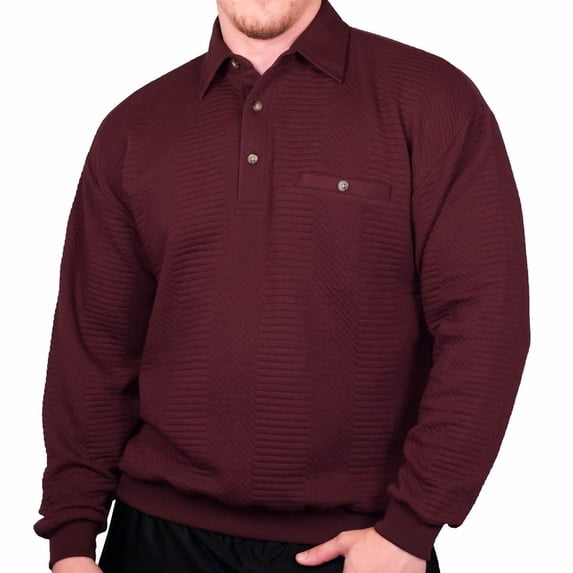 Palmland LD Sport Solid Textured Banded Bottom Big and Tall Long Sleeve Shirt