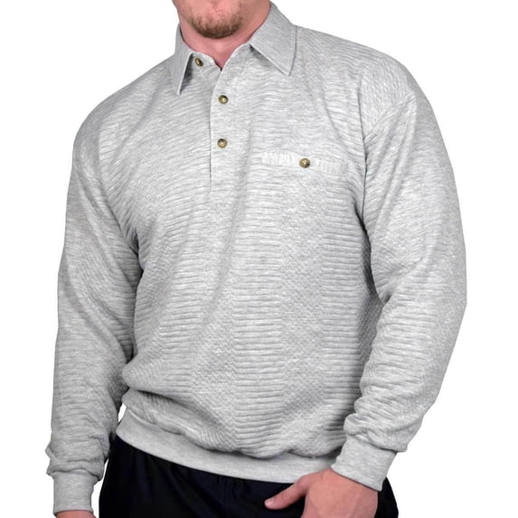 Palmland LD Sport Solid Textured Banded Bottom Big and Tall Long Sleeve Shirt