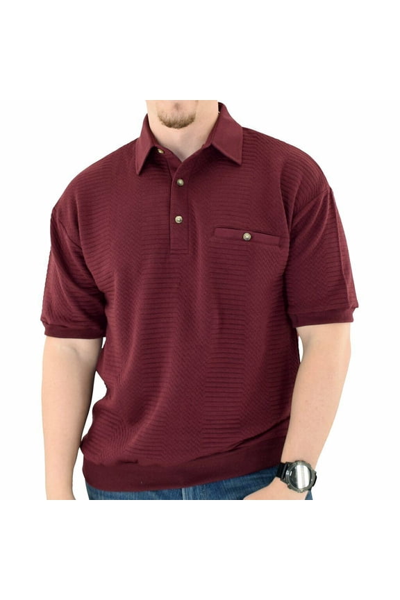 Palmland Solid French Terry Short Sleeve Banded Bottom Polo Shirt