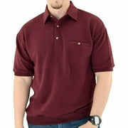 Palmland Solid French Terry Short Sleeve Banded Bottom Polo Shirt