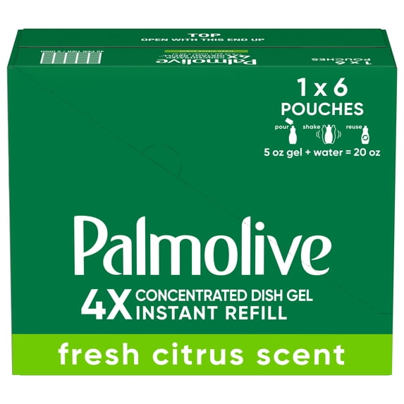 Palmolive 4X Concentrated* Instant Refill Pouches, Fresh Citrus Scent - 5 Fluid Ounce Refills (6 Pack)
