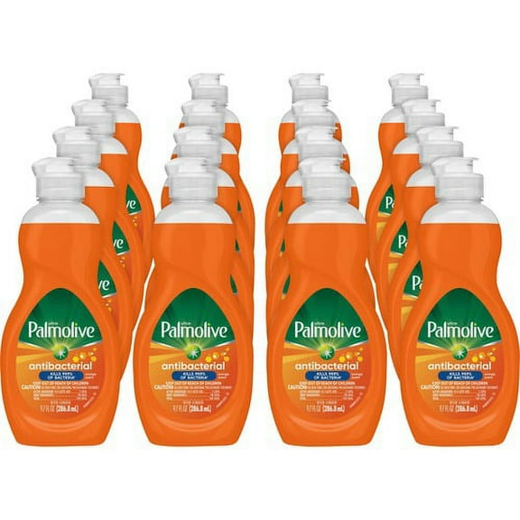 Palmolive Antibacterial Ultra Dish Soap - Concentrate Liquid - 9.7 fl oz (0.3 quart) - Mild Citrus Scent - 16 / Carton - Orange | Bundle of 2 Cartons