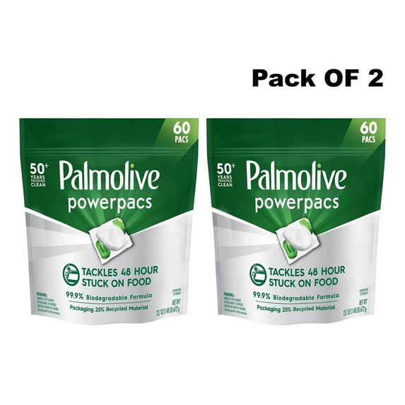 Palmolive PowerPacs Dishwasher Pods, Dishwasher Tabs - 60 count Pack OF 2