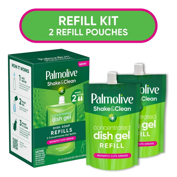 Palmolive Shake & Clean Dish Soap Concentrate Refills, Fresh Citrus, 5 fl oz 2 Pack