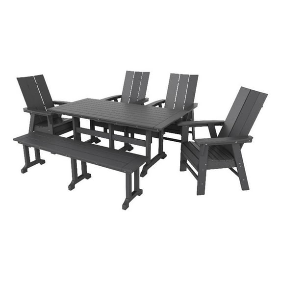 Palms 6-Piece Dining Table Chair Set with Dining Bench