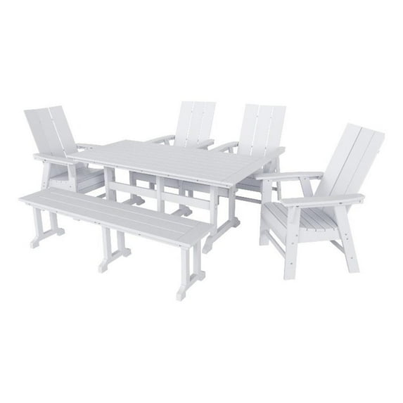 Palms 6-Piece Dining Table Chair Set with Dining Bench