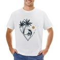 thumbnail image 1 of Palms And Wave Men’s T-Shirt 100% Cotton Casual Short Sleeve Tops Gift Tee White S, 1 of 2