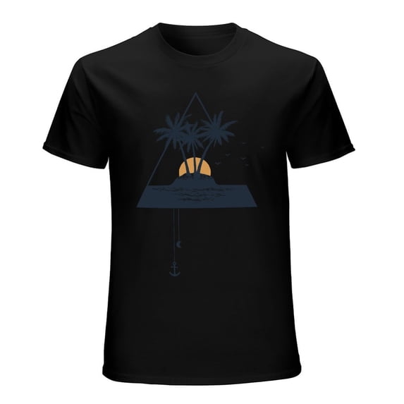 Palms In Triangle Vintage T-shirt Mens Cotton Classic Crewneck Short Sleeve Tees Unisex Black M