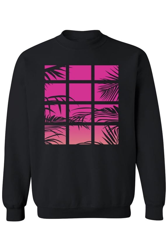 Palms In Window View Sweatshirt Men -Image by Shutterstock, Male Large