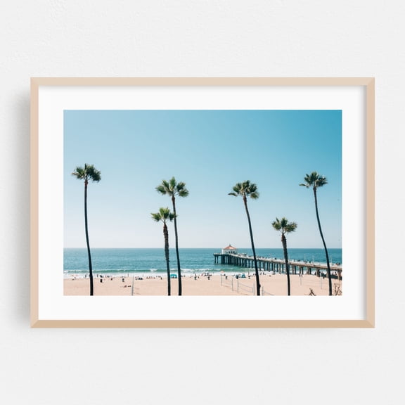 Palms, Manhattan Beach 03 - Los Angeles California Photography Beach Ocean Palm Tree Coastal Summer Tropical Oak Framed Wall Art Print 5 x 7 inches
