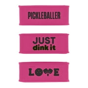 Palms-O-Aces Silicone Pickleball Paddle Grip Bands, 3-Pack, Pink