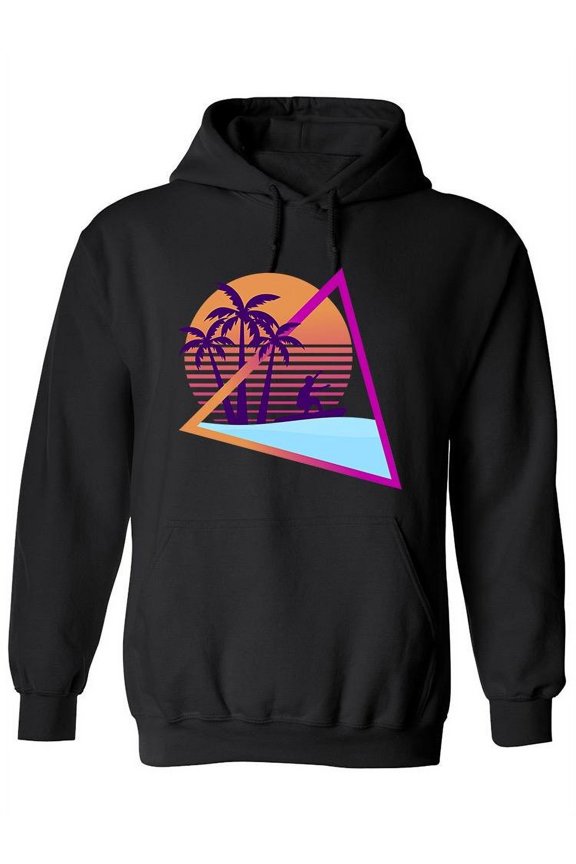 Palms Retro Vaporwave Hoodie Women -Image by Shutterstock, Female Small