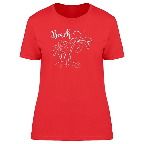 Palms & Seashells White Outline Tee Women's -Image by Shutterstock