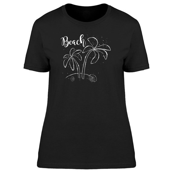 Palms & Seashells White Outline Tee Women's -Image by Shutterstock