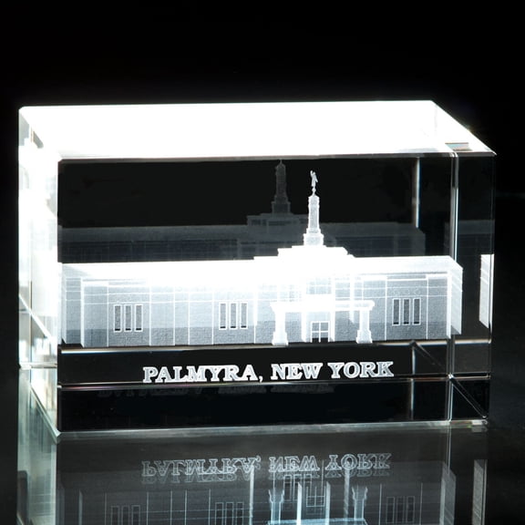 Palmyra New York Temple Laser Engraved Crystal Cube by Ringmasters