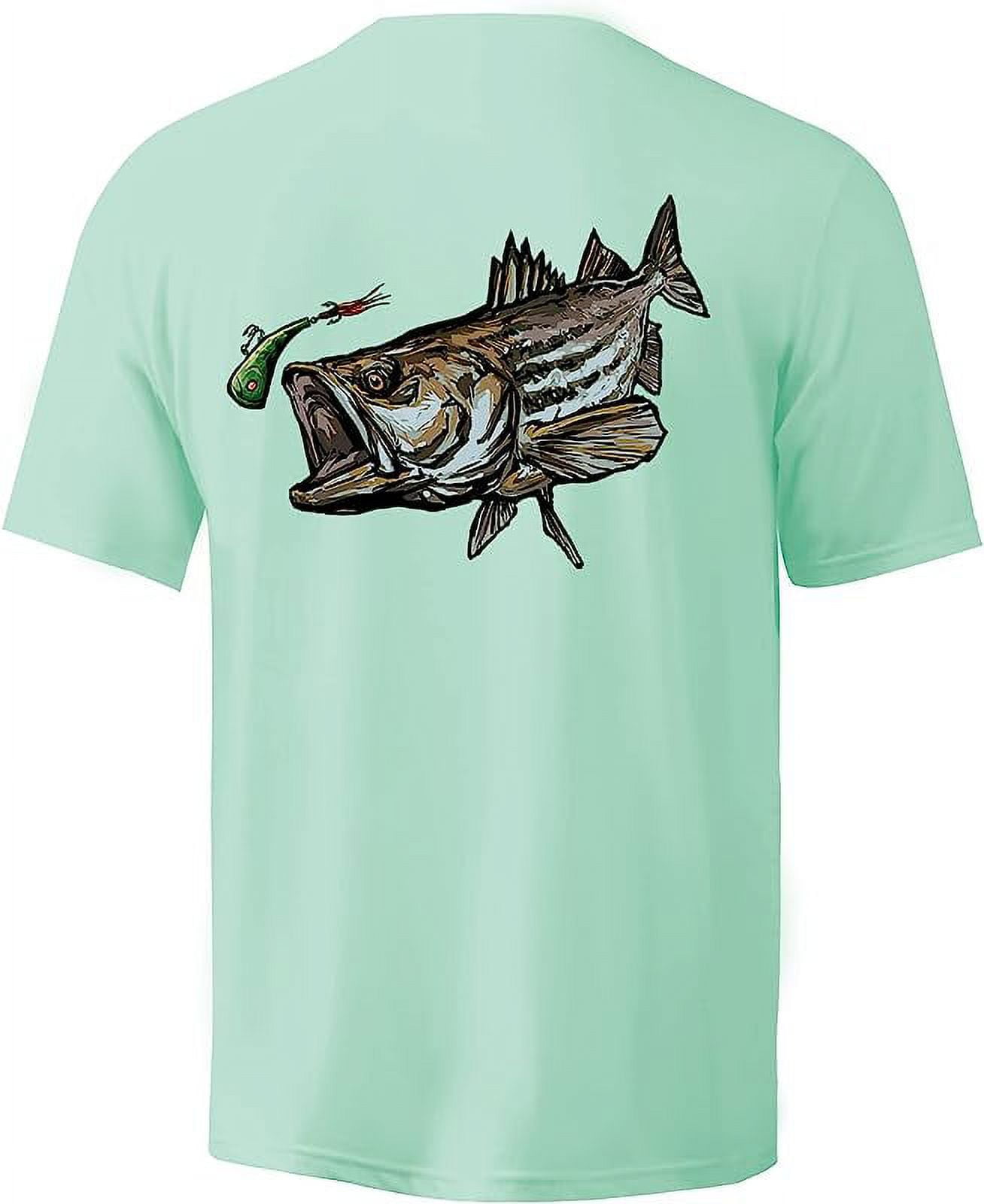 Palmyth Fishing Shirts For Men Long Sleeve UPF 50+ T Shirt Sun Protection  Tee (White/Largemouth Bass