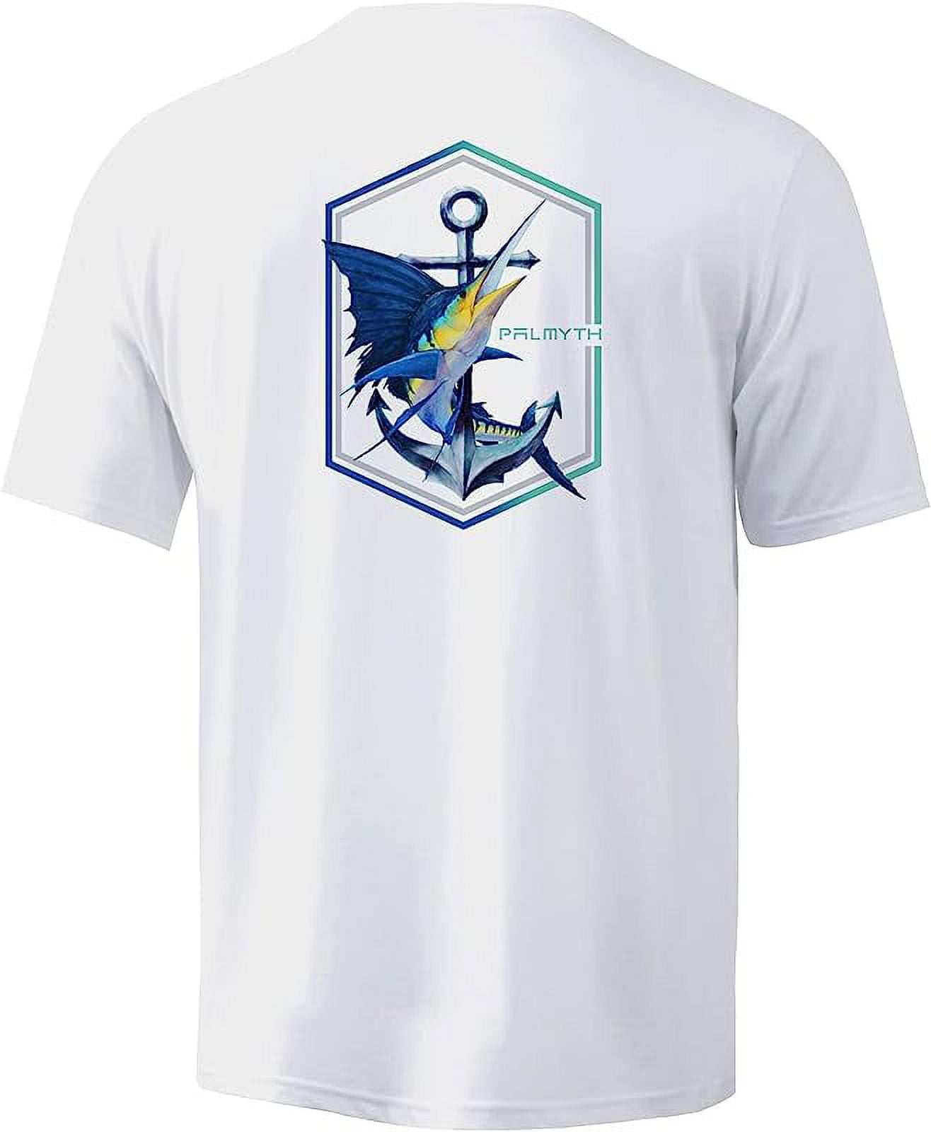 Palmyth Men's Fishing Shirt Short Sleeve Sun Protection UV UPF 50 SPF T- Shirt 
