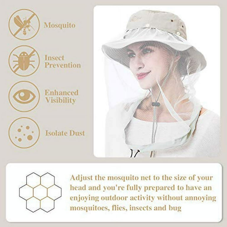 Palmyth Mosquito Head Net Hat Safari Hiking Fishing Hats Sun Protection  Water Repellent Bucket Boonie Hats with Removable Neck Flap Hidden Net UV  UPF 50+ from Bug Insect for Men Women Outdoor (