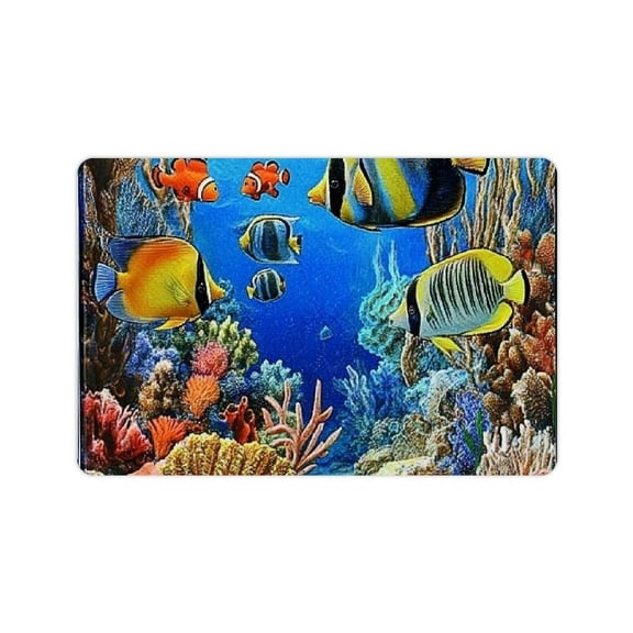 Palnkart Eco-Friendly Sea Life, Fish, Coral Design Diatom Mud Bath Mat for Home Use 24x16in