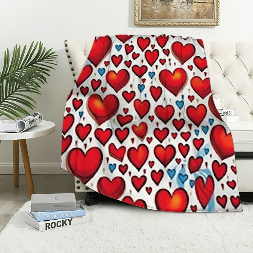 Palnkart Hearts Love Jigsaw Puzzle Warm Lightweight Blanket Soft Fleece