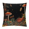 Palnkart Mushrooms Butterflies Graphic Decorative Throw Pillow Cover
