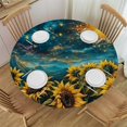 Palnkart Sunflowers Stars Round Table Cover Stain Resistant Washable
