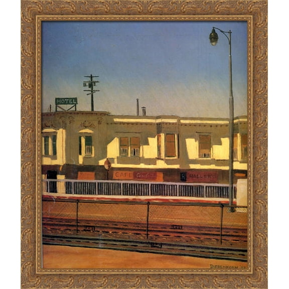 Palo Alto Circle 28x34 Large Gold Ornate Wood Framed Canvas Art by Richard Diebenkorn