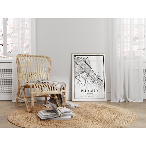 Palo Alto City Map Print - City Travel Poster California Wall Art Home Decor Office Wall Art