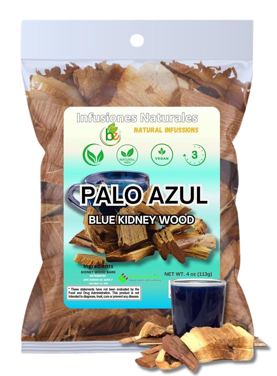 B-EXPERTS Palo Azul Herbal Tea, 4oz (141g), Wildcrafted Kidneywood ...