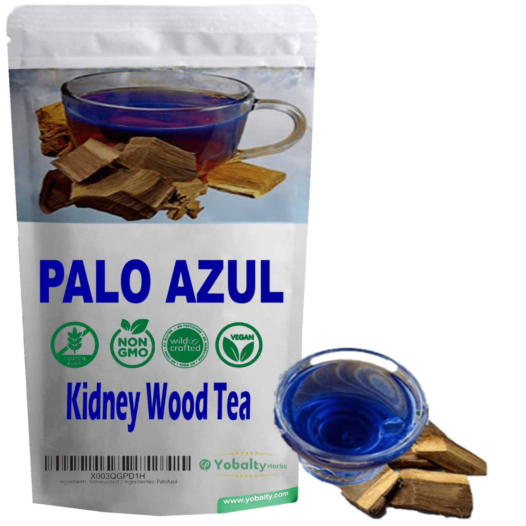 Palo Azul 8oz-226.79gr 100% natural Wild crafted, Resealable bag, Non-GMO, Gluten free, Herbal tea Kidney wood, blue stick. 8oz-226.79gr Yobalty