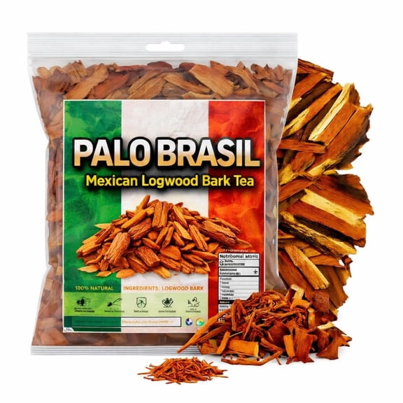 Palo Brazil Tea 100% Natural Herbal Bark Haematoxylum brasiletto Wildcrafted Mexican Tea Non-GMO, Vegan Also Known as Logwood, Palo de Tinto Azul, Pernambuco (5oz)