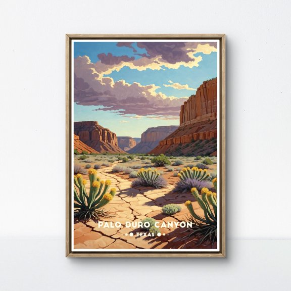 Palo Duro Canyon Texas Vintage Poster Southwest Desert Landscape Art Retro Wall Decor For Nature And Adventure Lovers , Poster Only