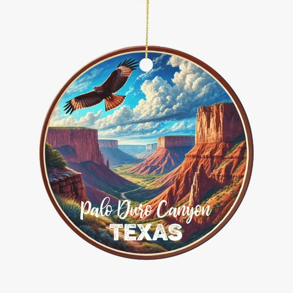 Palo Duro Canyon Walls and Mesas Texas Landscape Ceramic Christmas Ornament Holiday Tree Hanging Gift for Travelers Friends Family Xmas Keepsake