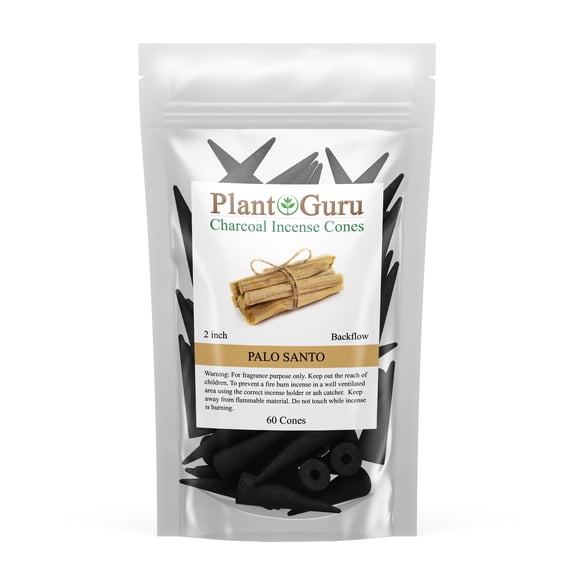 Palo Santo Charcoal Incense Cones 2" BACKFLOW - 60 Pack Bulk - Natural Scented Cones Handmade Hand Dipped