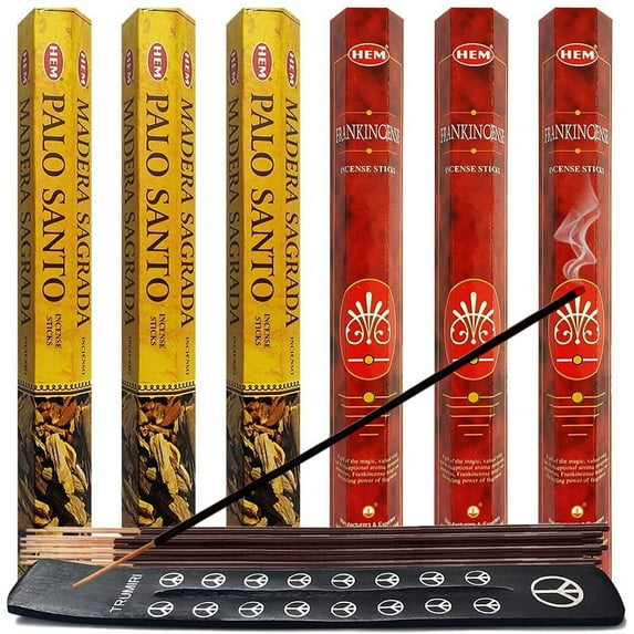 Palo Santo & Frankincense Incense Sticks & Holder Bundle Variety Pack From Hem Trumiri Insense Insence