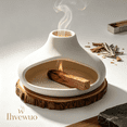 thumbnail image 1 of Palo Santo Holder and Ash Catcher Ceramic Sage Burner with Pine Mat, White Incense Holder for Yoga, 1 of 11