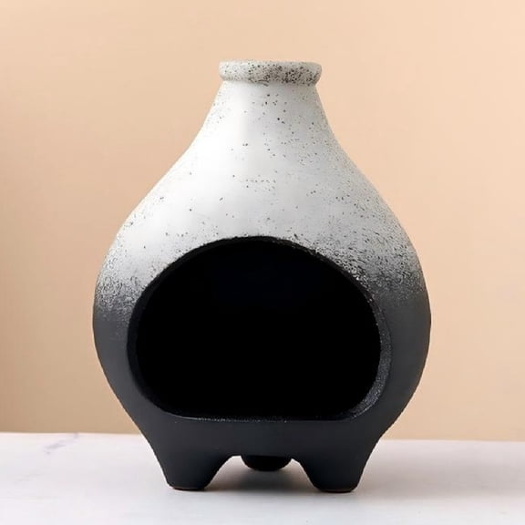 Palo Santo Holder - Handmade Ceramic Incense Stick Stand for Sage, Smudging, Meditation, and Spiritual Rituals-Black White