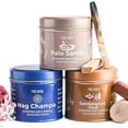 thumbnail image 1 of Palo Santo, Nag Champa, Sandalwood Oud - Soy Candles Non Toxic - Highly Scented Long Lasting with Essential Oils - Variety Pack of 3 x 5oz - for Home Aromatherapy Meditation Gift Travel, 1 of 9