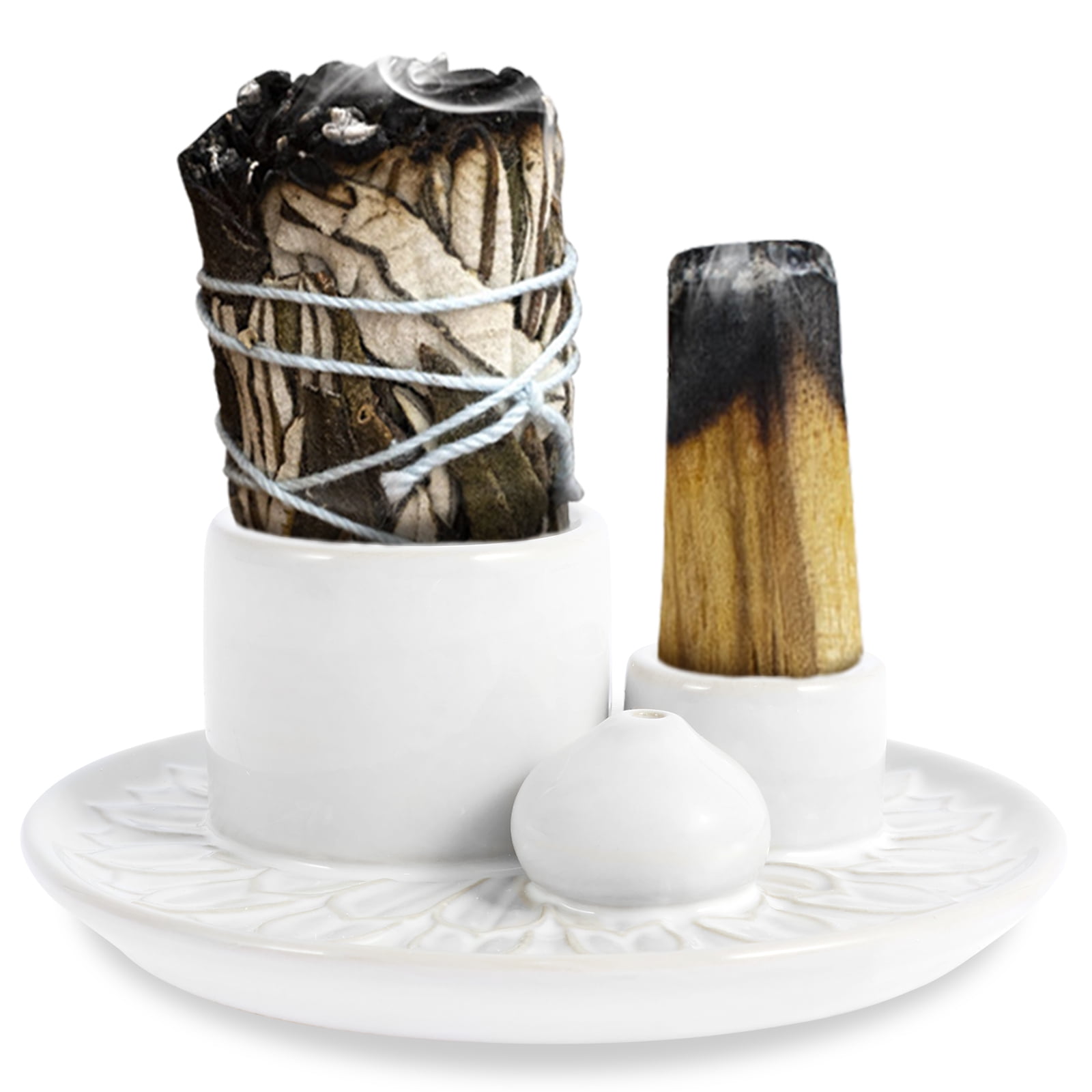 Ceramic Palo Santo Holder – Incense Burner, Handmade, Ash Catcher (Black) - View #4