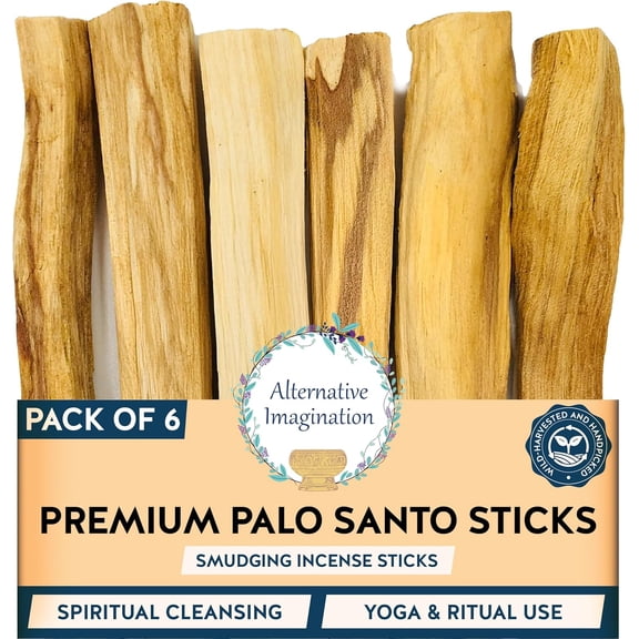 Palo Santo Sticks - Incense Sticks for Spiritual Cleansing, Stress Relief, Meditation Accessories, Home Fragrance - Sustainably Wild Harvested - Pack of 6 -