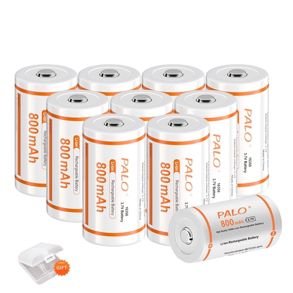 Palogreen 10 Pack CR123A Lithium Batteries 3.7V 16350 Rechargeable Battery 800mAh cr123a Battery for High Intensity Flashlight, Home Safety, Security Device