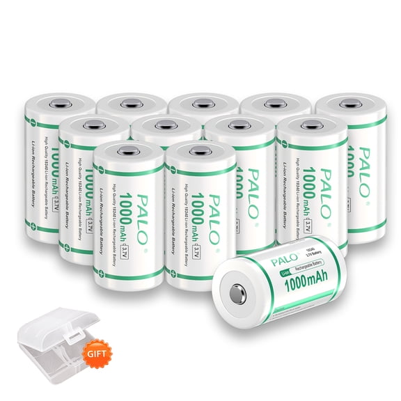 Palogreen 18350 Batteries, 12 Pack 1000mAh 3.7V Lithium-ion Rechargeable Quick Charge High Capacity 18350 Battery for Camera,Led Flashlights,Tablet,Watches
