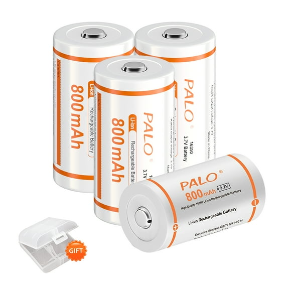 Palogreen 4 Pack CR123A Lithium Batteries 3.7V 16350 Rechargeable Battery 800mAh cr123a Battery for High Intensity Flashlight, Home Safety, Security Devices